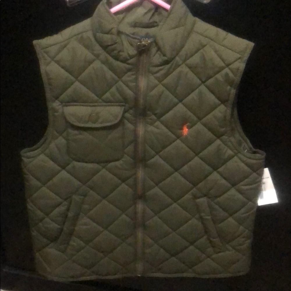 Polo olive green puffer vest boys size medium